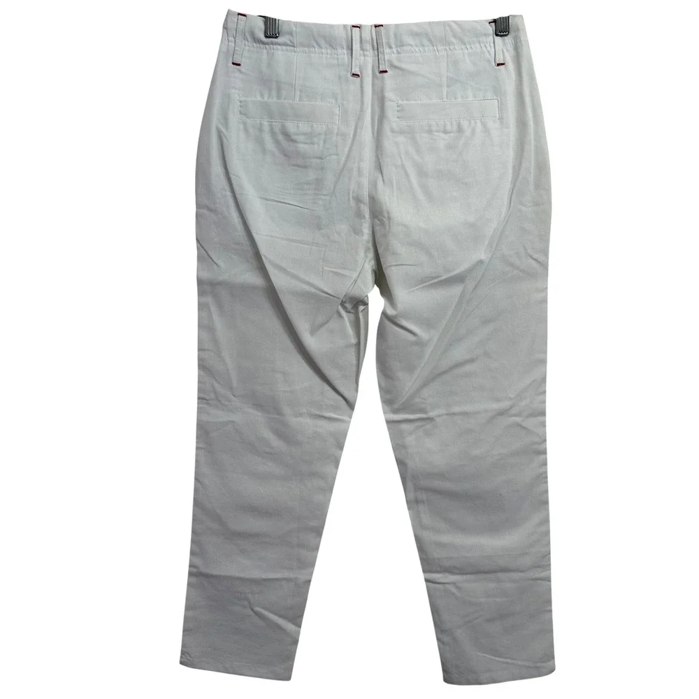 Chouyatou‎ Linen Blend Pants Womens Small White Drawstring Coastal Chino